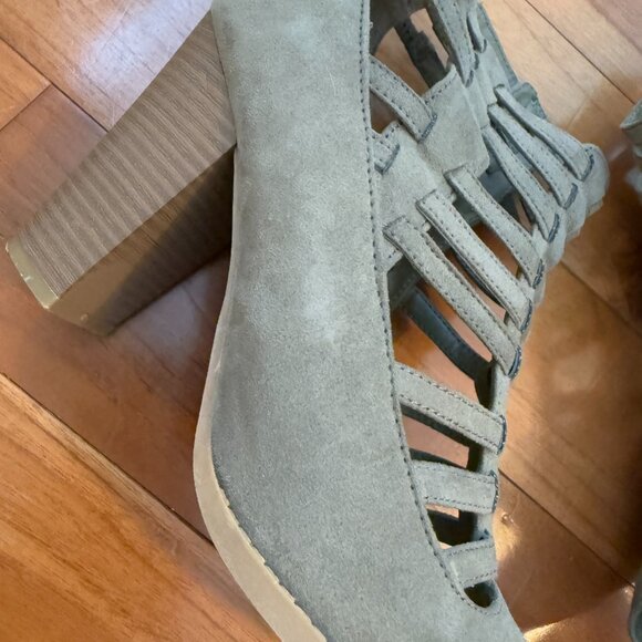 NO BOX Women G By Guess Gallina Caged Open Toe Sandal Heels Olive Green Size 9M - Picture 7 of 8